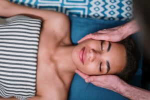 woman receiving spa treatment