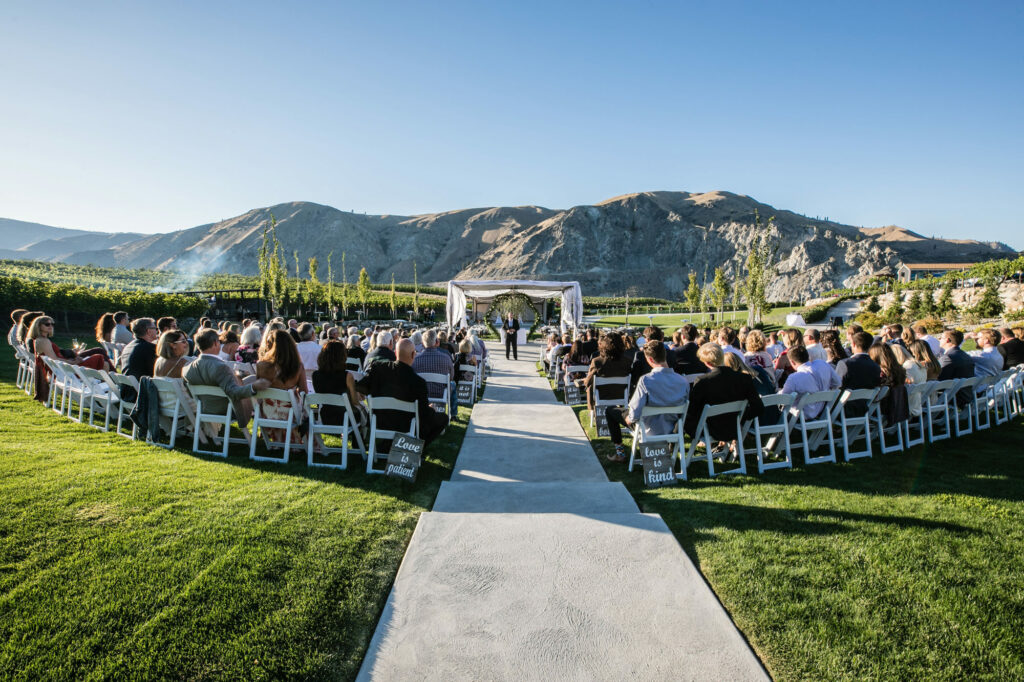 wedding ceremony at rocky pond