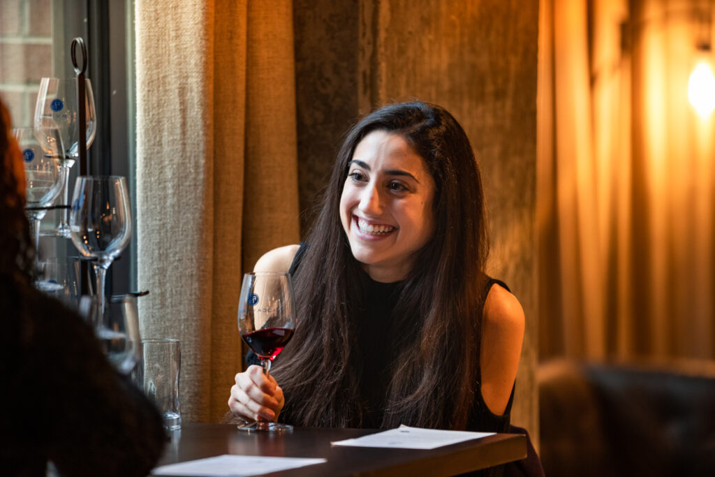 woman enjoying wine tasing