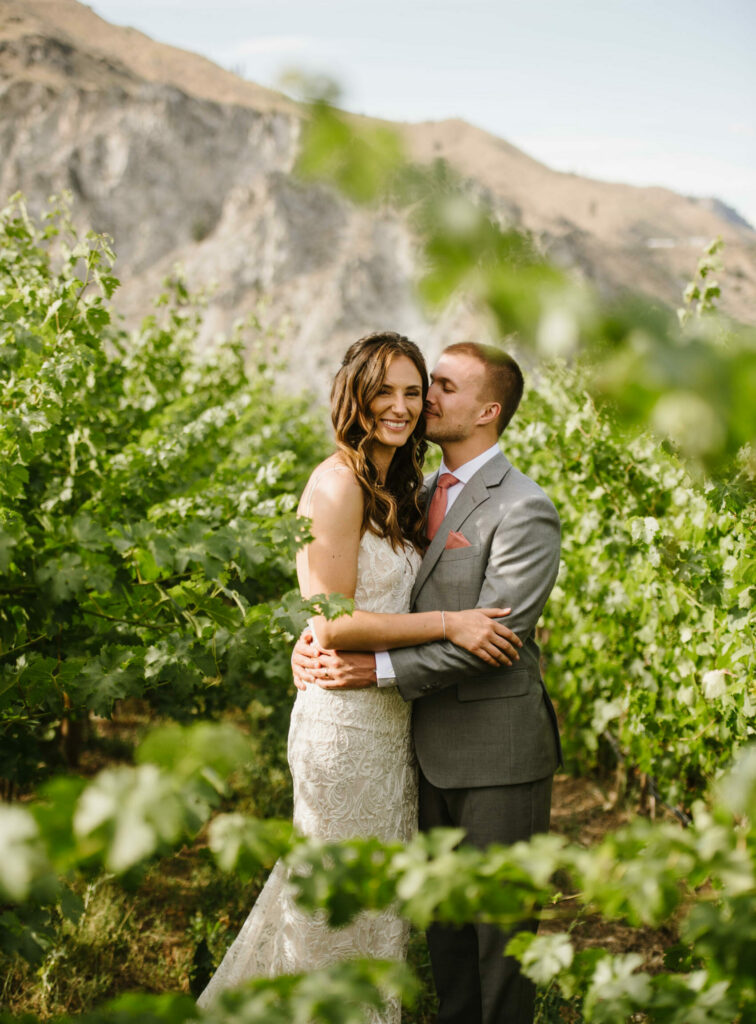 bride & groom embracing